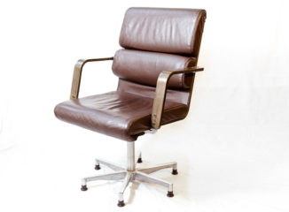Brown leather Plaano desk chair by Yrjö Kukkapuro